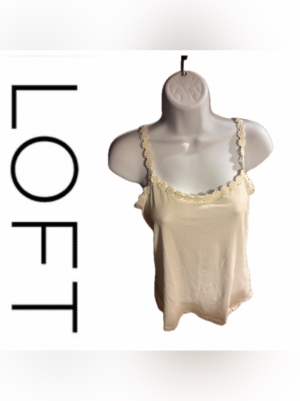 LOFT White Floral-Trim Camisole